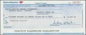 Fake cashier's check from Bank of America, San Antonio, TX